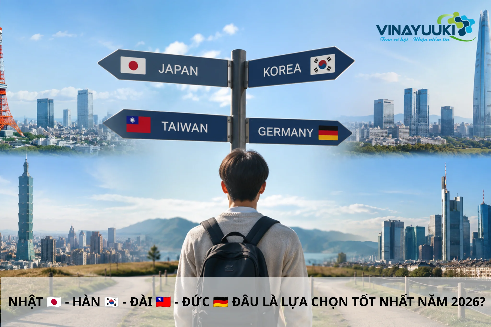 Nên đi Nhật, Hàn Quốc, Đài Loan hay Đức năm 2026? So sánh mức lương, chi phí và cơ hội phát triển lâu dài